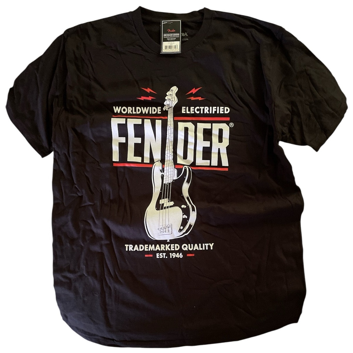 Fender P Bass Black Short Sleeve T-Shirt Size Large New